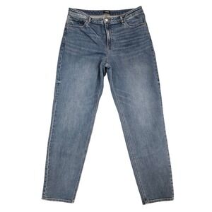 Express Womens Relaxed Tapered Mid Rise Jeans‎ Medium Wash Size 12R